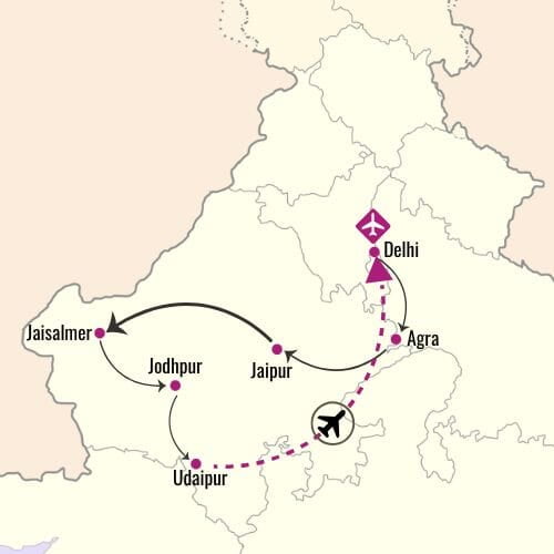 Classic Rajasthan Map Itinerary