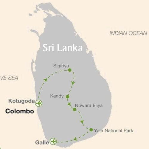 Classic Sri Lanka Tour Map