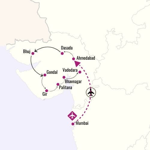 Highlights of Gujarat Map Itinerary