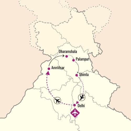 amritsar with Himalayan Foothills map