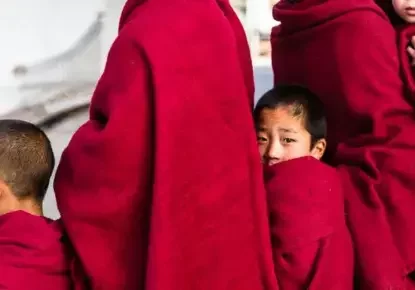 Monk meditating in Bodhgaya