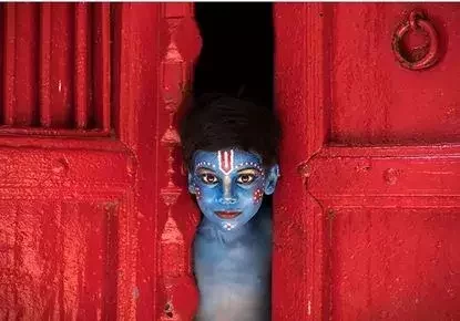 Colorful door of India