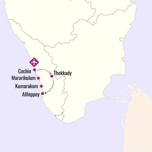 Kerala with CGH hotels Map Tour