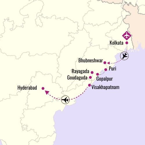 Orissa and East India Private Tour Map