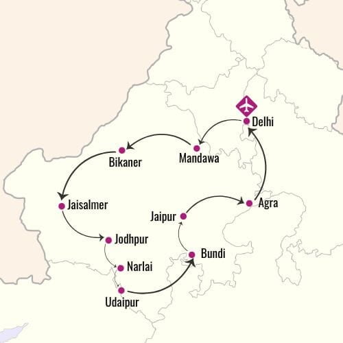 Rajasthan Delights Tour Map