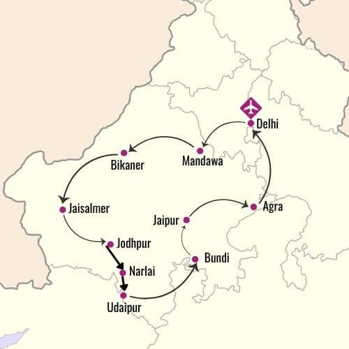 Rajasthan Delights Tour Map