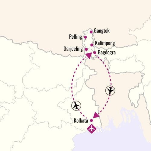 Sikkim Darjeeling Tour Map