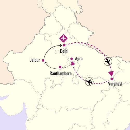 Taj Temples Tigers Tour Map