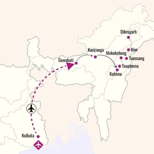 Tribes of Nagaland Map Tour India