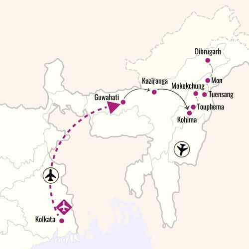 Tribes of Nagaland Map Tour India