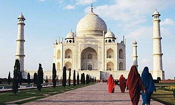 North India Taj Mahal women walking