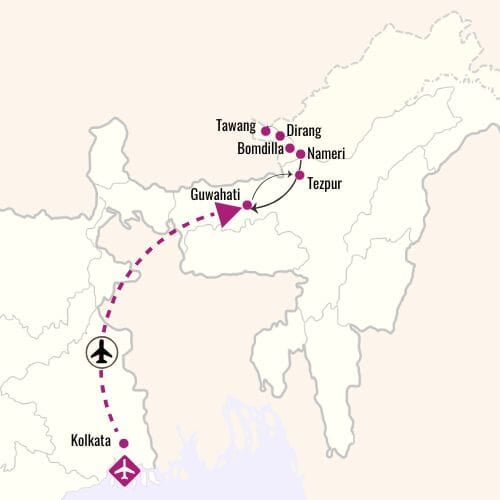 rivate Tour to Arunachal Pradesh Map Itinerary
